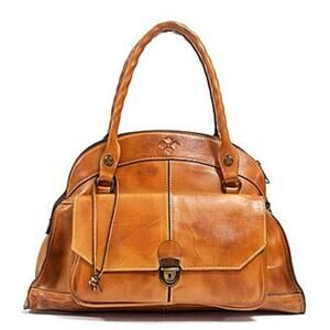 Vintage Patricia Nash Italian Leather Brown Satchel Handbag